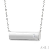 1/50 Ctw Horizontal Bar Round Cut Diamond Fashion Pendant With Chain in Sterling Silver